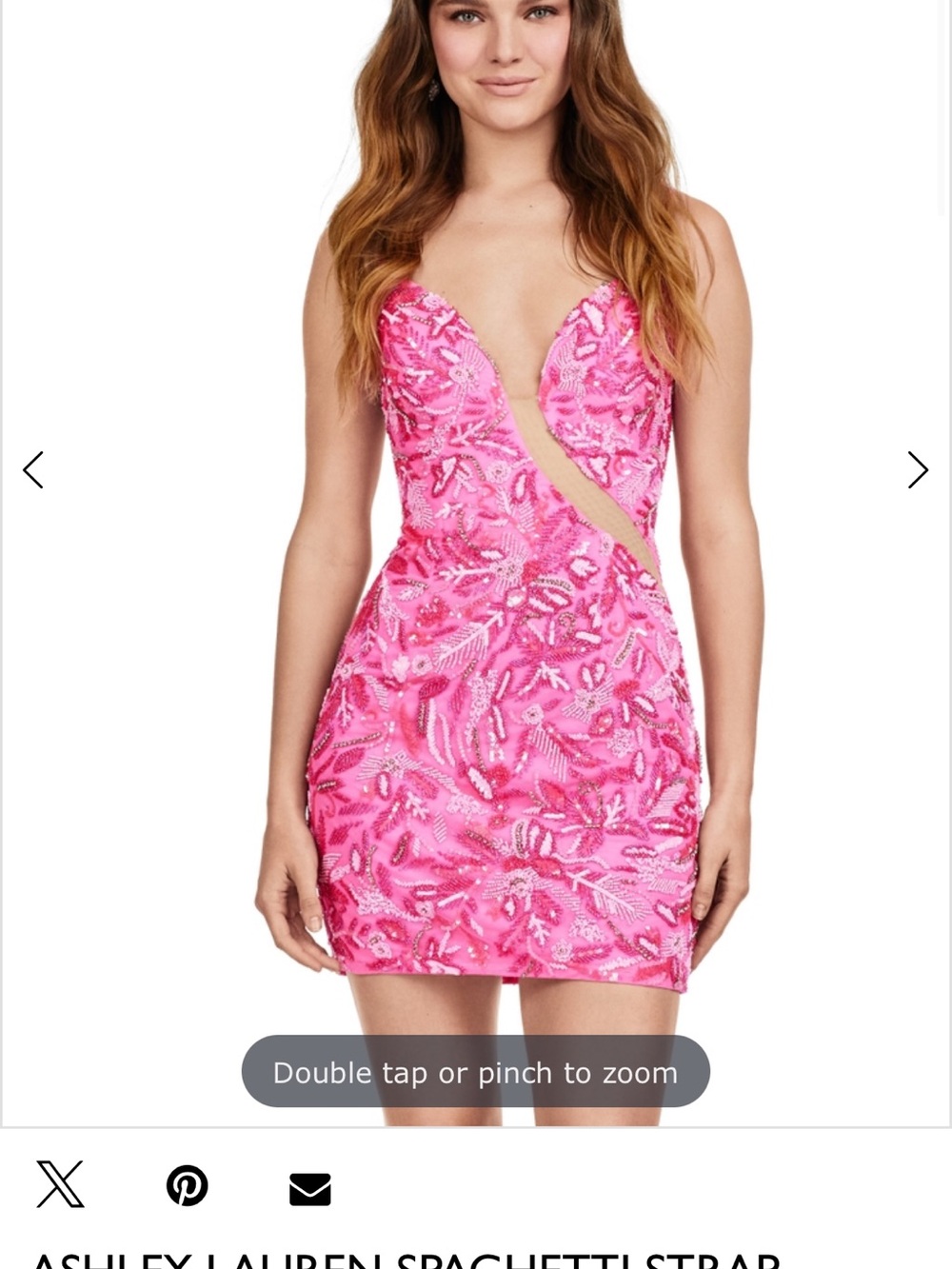 Ashley Lauren Pink Embellished Plunging Mini Dress